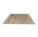 Sideview of Machine Washable Abstract Dark Gold Brown Rug, wshabs4986