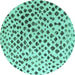 Round Machine Washable Solid Turquoise Modern Area Rugs, wshabs4986turq