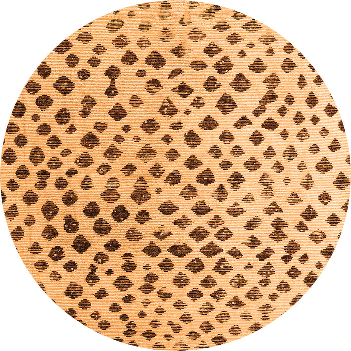 Round Solid Orange Modern Rug, abs4986org