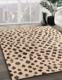 Abstract Dark Gold Brown Solid Rug, abs4986