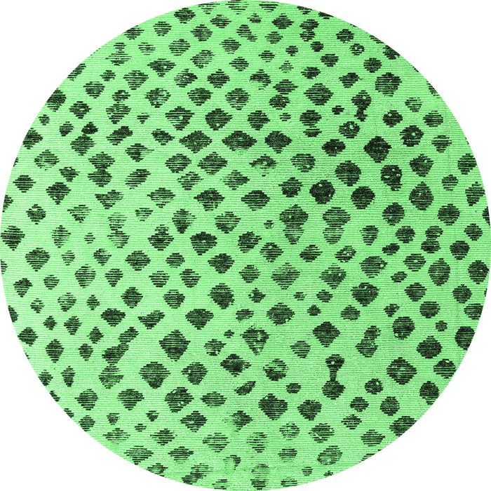 Round Machine Washable Solid Emerald Green Modern Area Rugs, wshabs4986emgrn