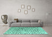 Machine Washable Solid Turquoise Modern Area Rugs in a Living Room,, wshabs4986turq