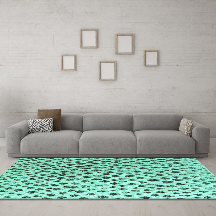 Machine Washable Solid Turquoise Modern Area Rugs in a Living Room,, wshabs4986turq