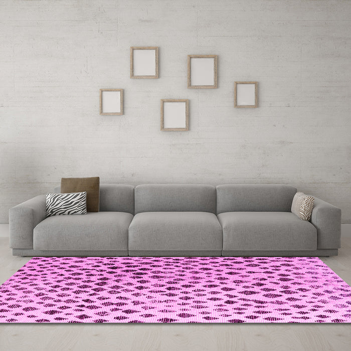 Machine Washable Solid Pink Modern Rug in a Living Room, wshabs4986pnk