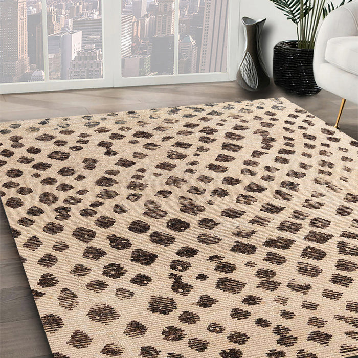Abstract Dark Gold Brown Solid Rug in Family Room, abs4986