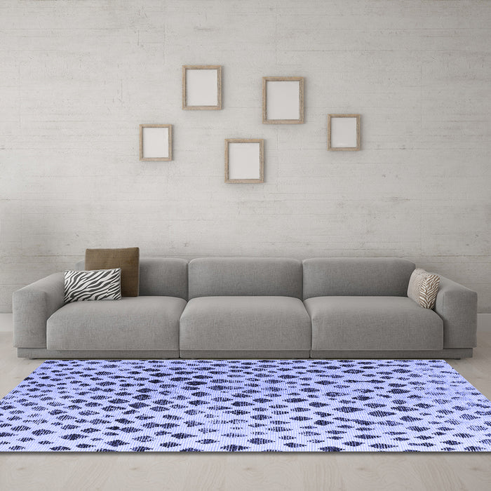 Machine Washable Solid Blue Modern Rug in a Living Room, wshabs4986blu