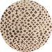 Round Abstract Dark Gold Brown Solid Rug, abs4986