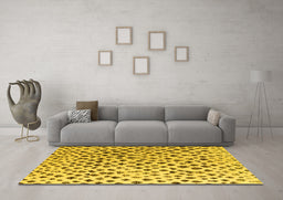 Machine Washable Solid Yellow Modern Rug in a Living Room, wshabs4986yw
