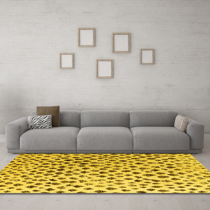 Machine Washable Solid Yellow Modern Rug in a Living Room, wshabs4986yw