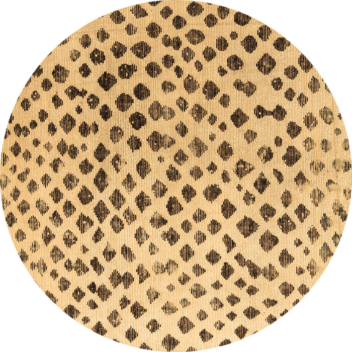 Round Machine Washable Solid Brown Modern Rug, wshabs4986brn
