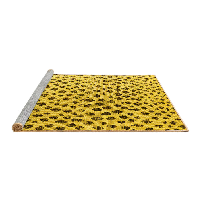Sideview of Machine Washable Solid Yellow Modern Rug, wshabs4986yw