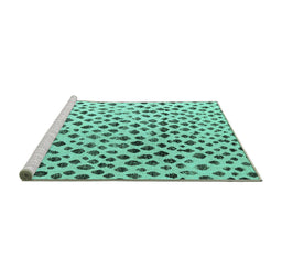 Sideview of Machine Washable Solid Turquoise Modern Area Rugs, wshabs4986turq