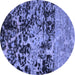 Round Abstract Blue Modern Rug, abs4987blu