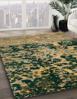 Abstract Army Green Modern Rug in Family Room, abs4987