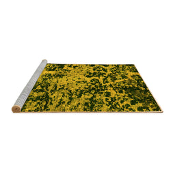 Sideview of Machine Washable Abstract Yellow Modern Rug, wshabs4987yw