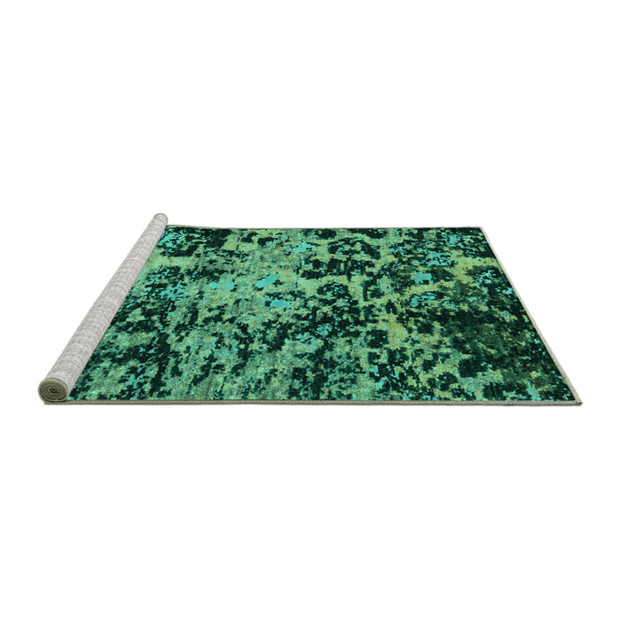 Sideview of Machine Washable Abstract Turquoise Modern Area Rugs, wshabs4987turq