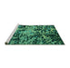 Sideview of Machine Washable Abstract Turquoise Modern Area Rugs, wshabs4987turq