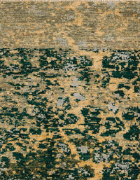 Machine Washable Abstract Army Green Rug, wshabs4987