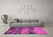 Machine Washable Abstract Pink Modern Rug in a Living Room, wshabs4987pnk