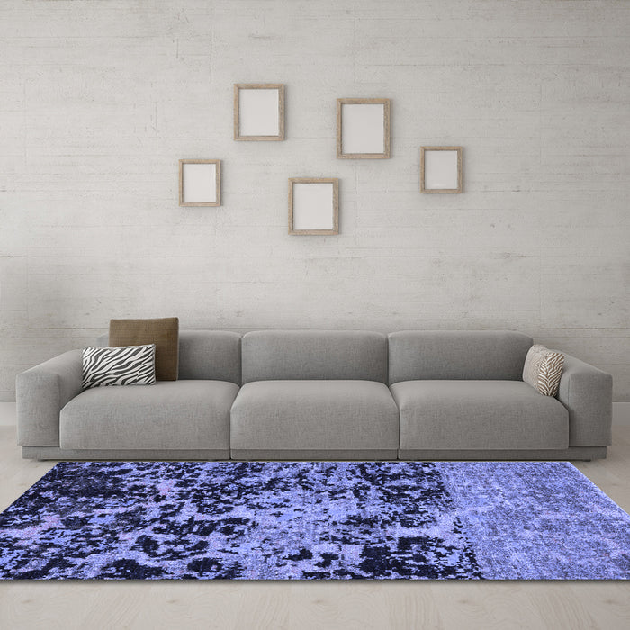 Machine Washable Abstract Blue Modern Rug in a Living Room, wshabs4987blu