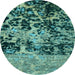 Round Abstract Light Blue Modern Rug, abs4987lblu