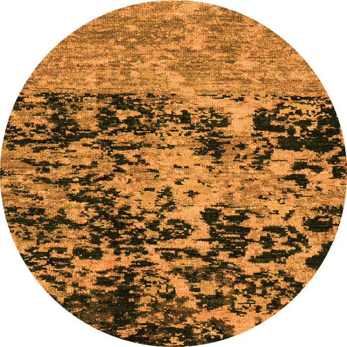Round Machine Washable Abstract Orange Modern Area Rugs, wshabs4987org