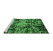 Sideview of Machine Washable Abstract Emerald Green Modern Area Rugs, wshabs4987emgrn