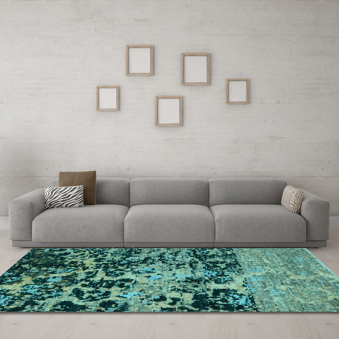 Machine Washable Abstract Light Blue Modern Rug in a Living Room, wshabs4987lblu