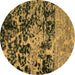 Round Abstract Brown Modern Rug, abs4987brn