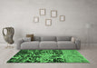 Machine Washable Abstract Emerald Green Modern Area Rugs in a Living Room,, wshabs4987emgrn