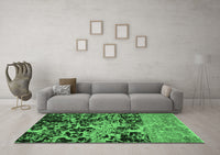 Machine Washable Abstract Emerald Green Modern Rug, wshabs4987emgrn