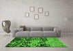 Machine Washable Abstract Green Modern Area Rugs in a Living Room,, wshabs4987grn