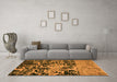 Machine Washable Abstract Orange Modern Area Rugs in a Living Room, wshabs4987org