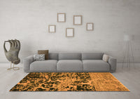 Machine Washable Abstract Orange Modern Rug, wshabs4987org