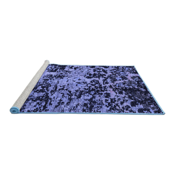 Sideview of Machine Washable Abstract Blue Modern Rug, wshabs4987blu