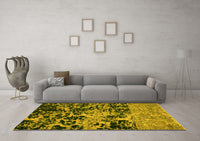 Machine Washable Abstract Yellow Modern Rug, wshabs4987yw