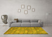 Machine Washable Abstract Yellow Modern Rug in a Living Room, wshabs4988yw