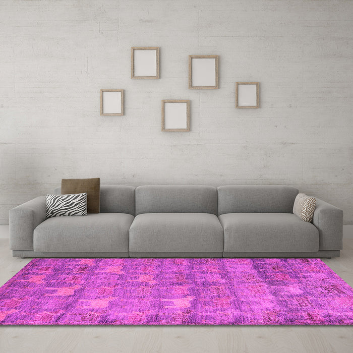 Machine Washable Abstract Pink Modern Rug in a Living Room, wshabs4988pnk