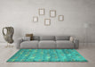 Machine Washable Abstract Turquoise Modern Area Rugs in a Living Room,, wshabs4988turq