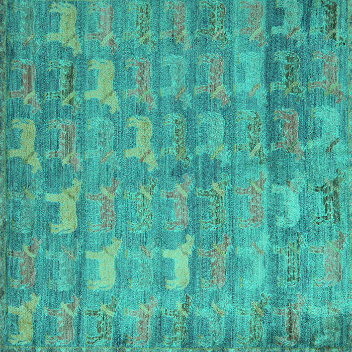 Square Abstract Turquoise Modern Rug, abs4988turq