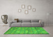 Machine Washable Abstract Green Modern Area Rugs in a Living Room,, wshabs4988grn