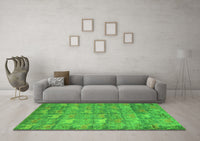 Machine Washable Abstract Green Modern Rug, wshabs4988grn