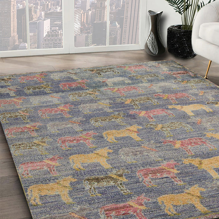 Abstract Sandstone Brown Modern Rug in Family Room, abs4988