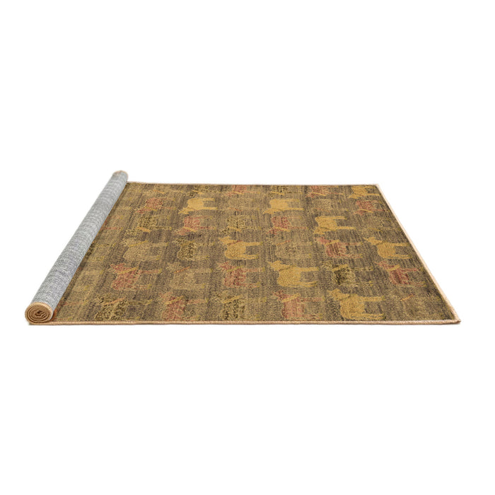 Sideview of Machine Washable Abstract Brown Modern Rug, wshabs4988brn