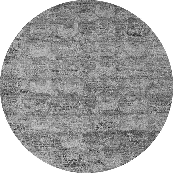 Round Abstract Gray Modern Rug, abs4988gry