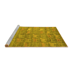 Sideview of Machine Washable Abstract Yellow Modern Rug, wshabs4988yw