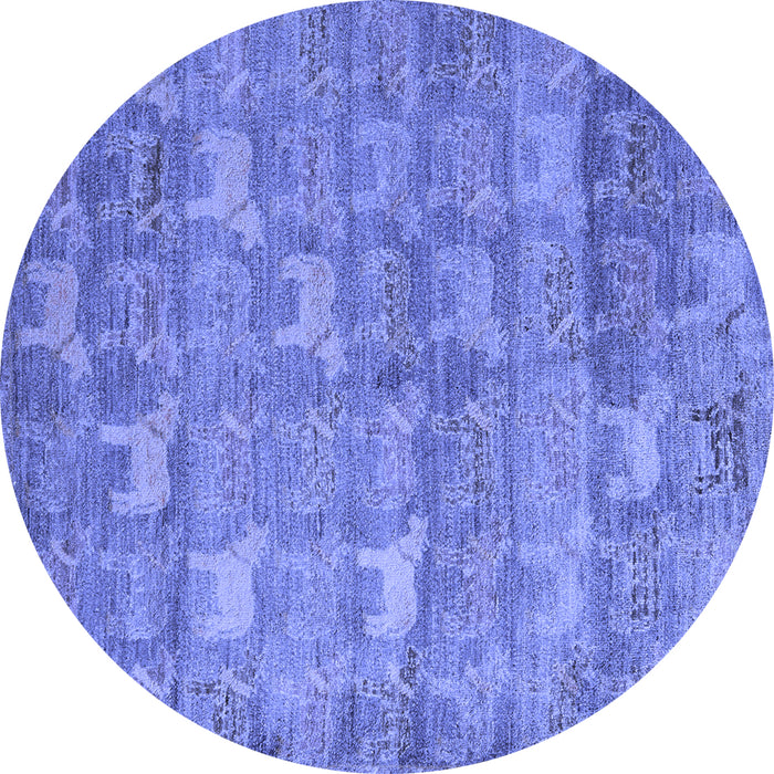 Round Abstract Blue Modern Rug, abs4988blu