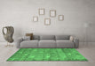 Machine Washable Abstract Emerald Green Modern Area Rugs in a Living Room,, wshabs4988emgrn