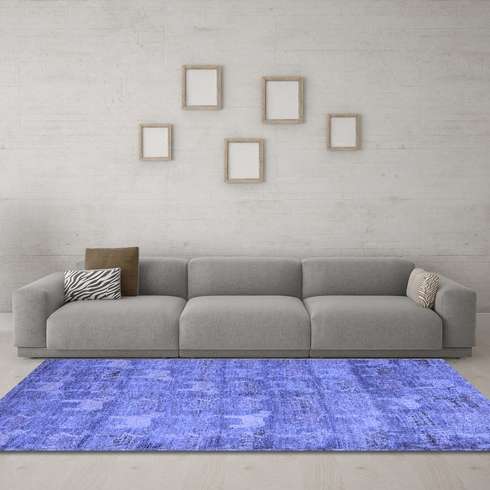 Machine Washable Abstract Blue Modern Rug in a Living Room, wshabs4988blu