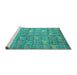 Sideview of Machine Washable Abstract Turquoise Modern Area Rugs, wshabs4988turq